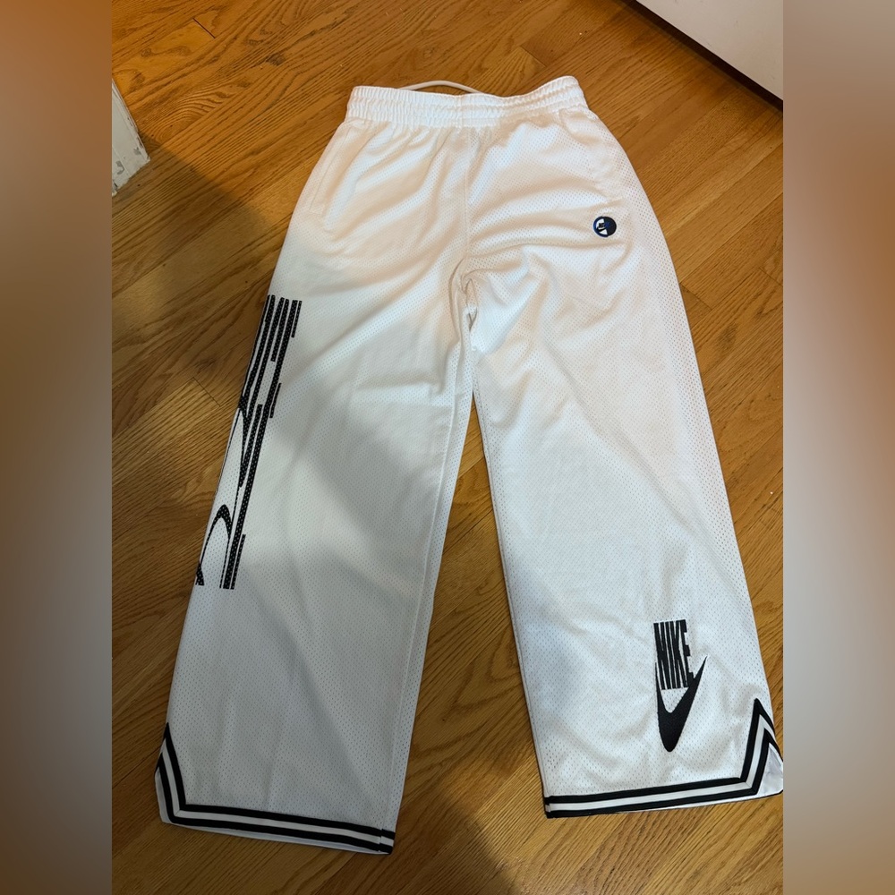 Nike White Mesh Lined Pants with Black Accents